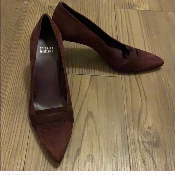 NWOB! Stuart Weitzman Burgundy Suede Heels 8.5 - Picture 8 of 8